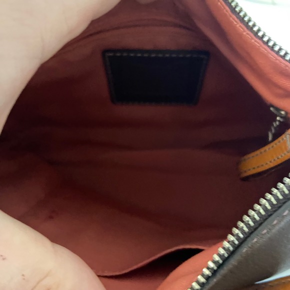 Coach Chelsea Brown Pebble Leather Shoulder Bag Purse Handbag w Pink Stitching - Picture 4 of 13